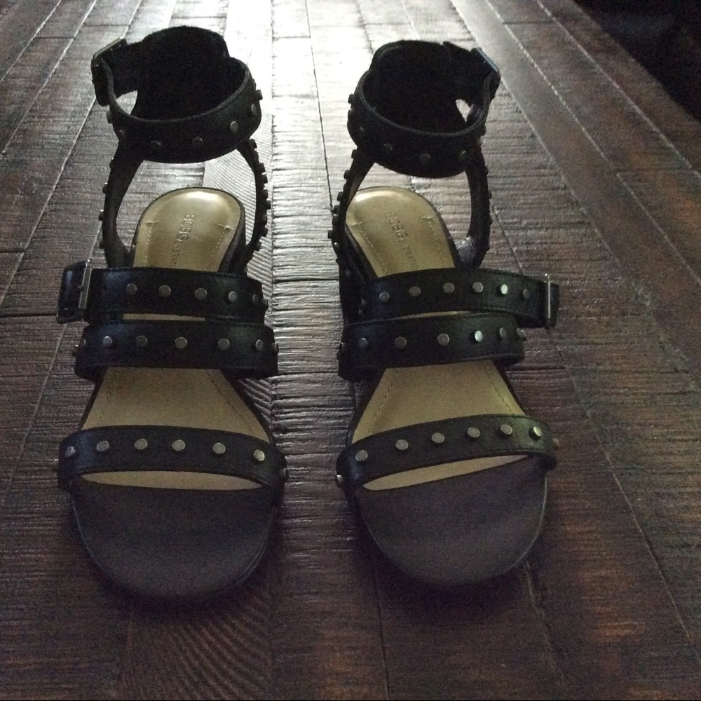 BLACK STUDDED STRAPPY SANDAL NWOT